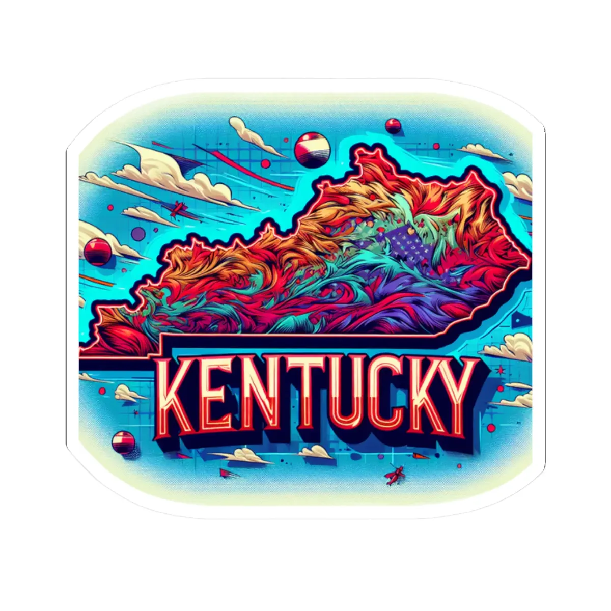 Kentucky State Maps Kiss-Cut Stickers - Travel Stickers, State Pride Stickers, Laptop Decals, Water Bottle Stickers, Scrapbook Stickers
