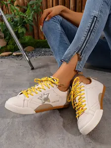 Women's Spring Casual Sneakers, Trainer, Soft Sole Flat Shoes, PU Upper Material, Less Than Ankle Height, All Seasons Wear, Plain Pattern