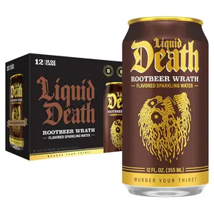 Liquid Death, Rootbeer Wrath, Root Beer-Flavored Sparkling Water, 12-Pack (12oz Cans), Low Calorie & No Artificial Sweeteners