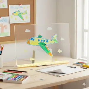 Multicolor LED Writing Tablet & Reusable Whiteboard for Kids - Glow Drawing Pad with Desk Lamp, Erasable Toy, Creative Learning Gift, Fun Night Light for Bedroom Decor