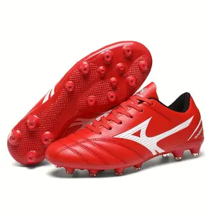 Geometric Pattern Soccer Cleats - Lightweight Faux Upper, Long Spikes, Quick-Drying, Waterproof, Eco-Friendly, Unisex for Training & Ballgame  Football Boots