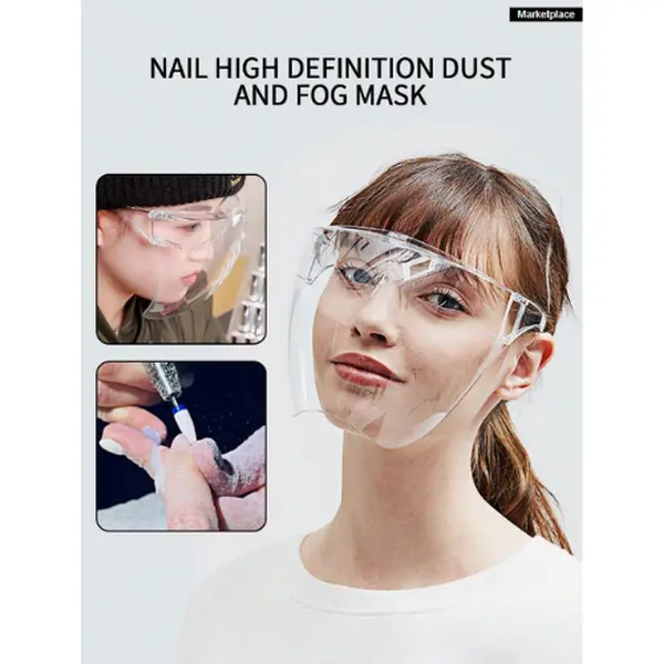 Nail Dust-Proof Anti-Fog Full Face Head Shield With High Definition & Transparent Acrylic For Nail Salon, One Piece For Store Opening Or Acrylic Nail Removal Tool