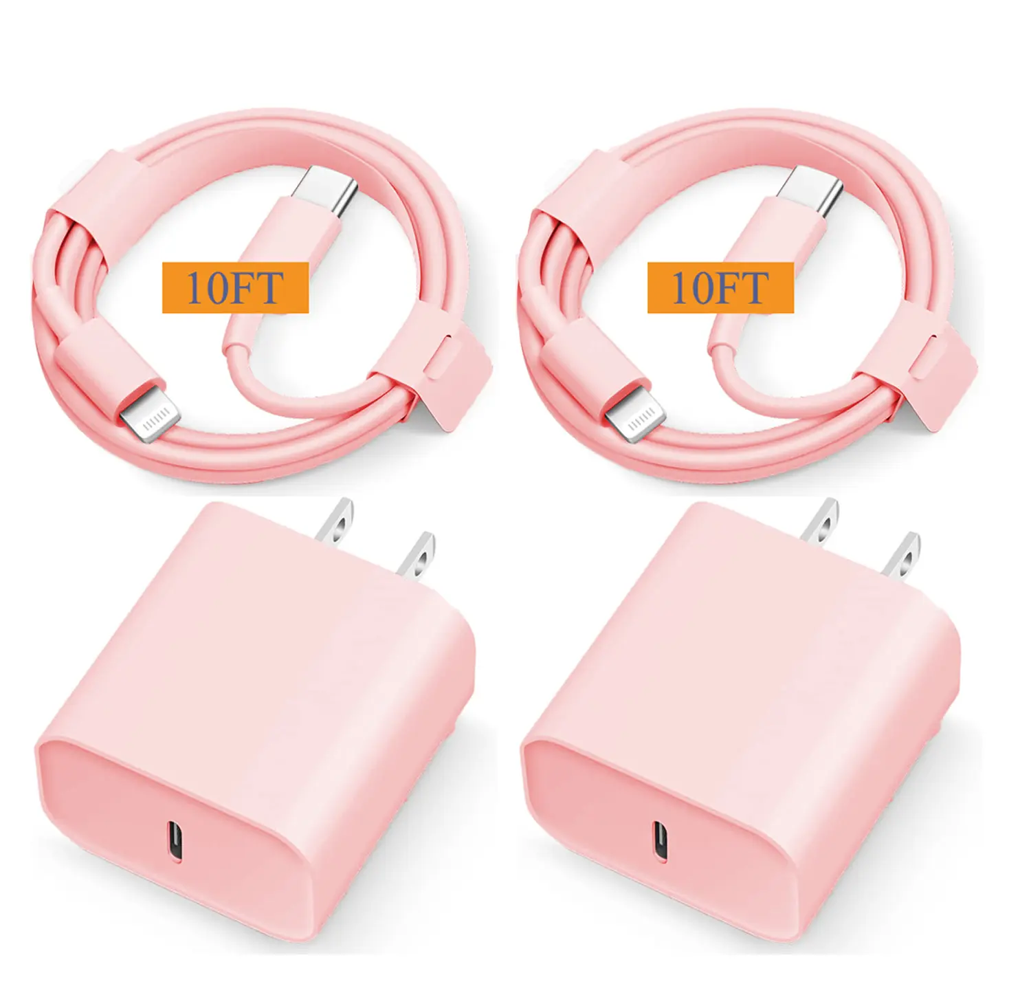 JAYUANONE iPhone Charger Fast Charging 2 Pack Pink Type C Wall Charger Block with 2 Pack 10FT USB C to Lightning Cable for iPhone 14/13/12/12 Pro Max/11/Xs Max/XR/X,AirPods Pro