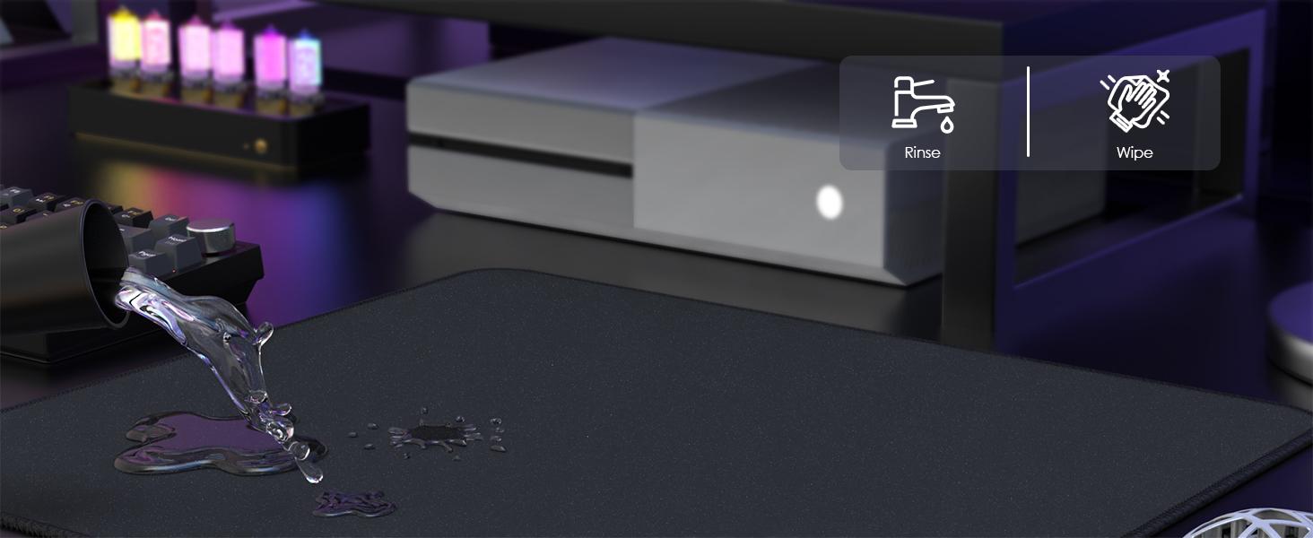 ATTACK SHARK CM02 Gaming Mouse Pad for Esports Speed Large Mouse Mats 17.72" x 15.75" Waterproof Surface Stitched Edges Anti-Slip Rubber Base Low Friction High-Density Fiber