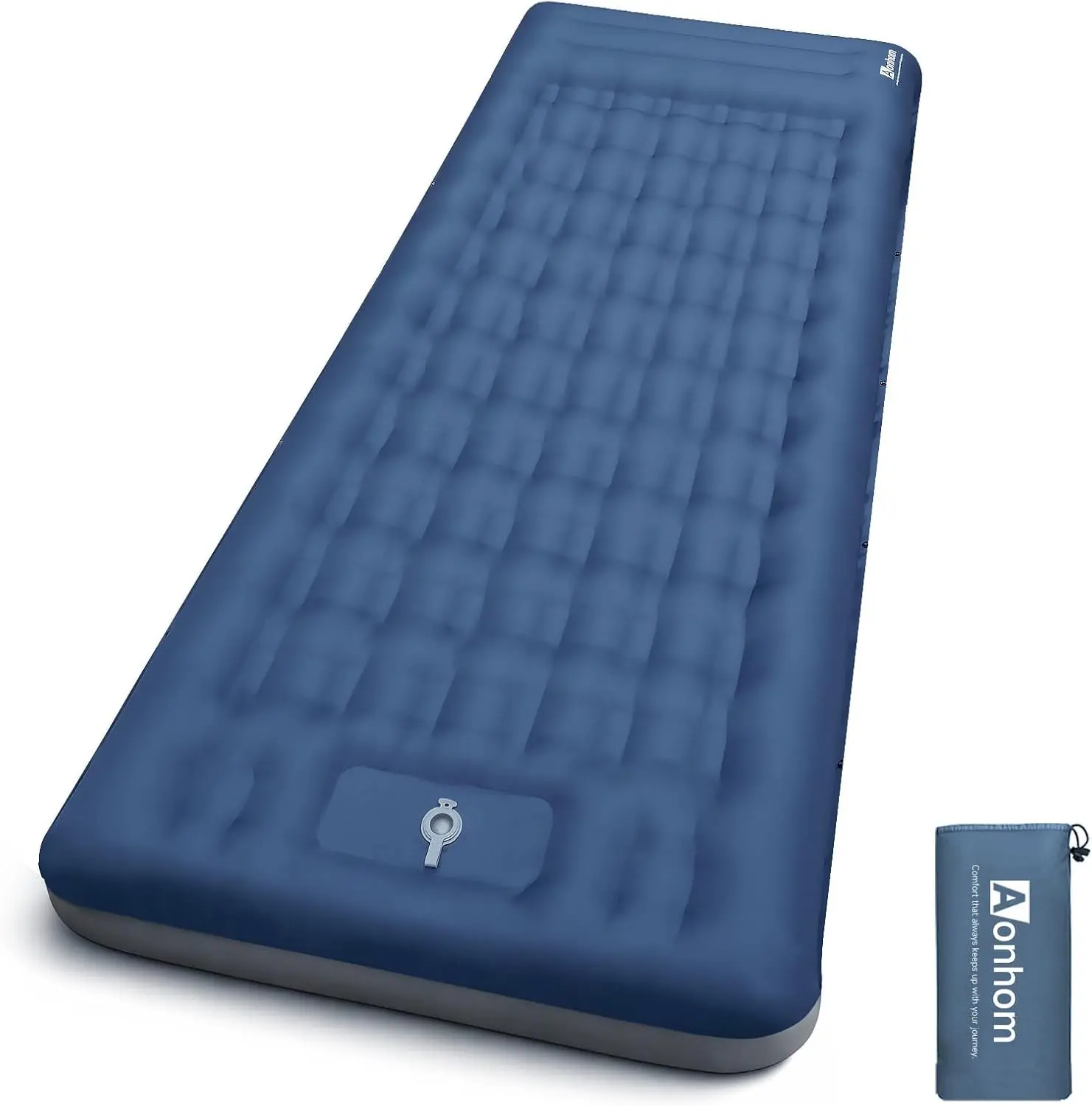 Camping Sleeping Pad, 6" Extra Thick Sleeping Mat with Pillow Built-in Foot Pump, 32.7" Extra Wide Inflatable Sleeping Pads Compact for Camping Backpacking Hiking Traveling Tent (Blue)