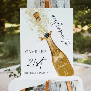 21st Birthday Welcome Sign  Cheers to Welcome Party Sign Champagne Bottle Party Welcome Poster  Modern Welcome Sign Template 