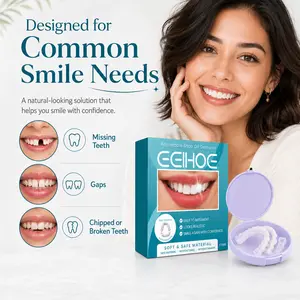 Custom Fit Full Denture Veneer Set for Adults - Oral Natural-Looking Snap-On Teeth Cover, Reusable Whitening Veneers, Comfortable Removable Full Upper & Lower Teeth Replacement Solution