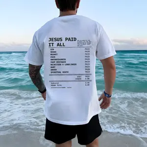 Salvation Jesus Paid It All Shirt, Christian Receipt Crewneck Short Sleeve, Jesus Merch Faith Based Shirt, Religious Shirt Gift, Gifts For Men Women, Comfortable Unisex T-shirt