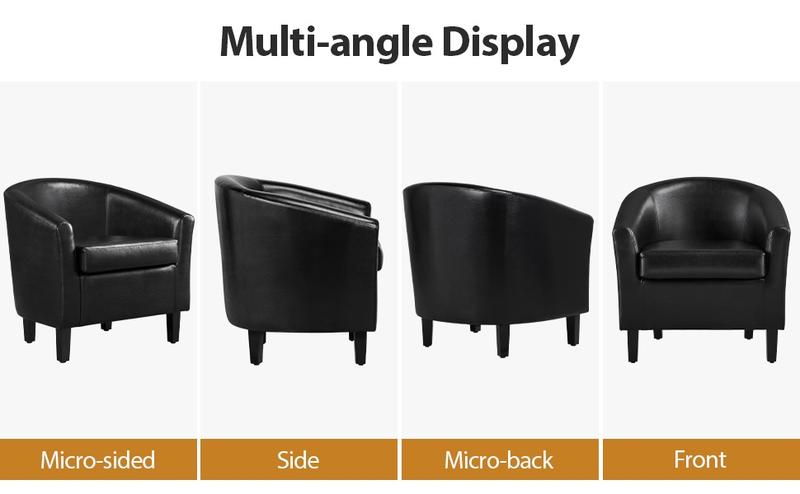 Yaheetech Faux Leather Club Chair Accent Arm Chair Artificial Leather Barrel Chair Contemporary Style for Living Room Bedroom Reception Room
