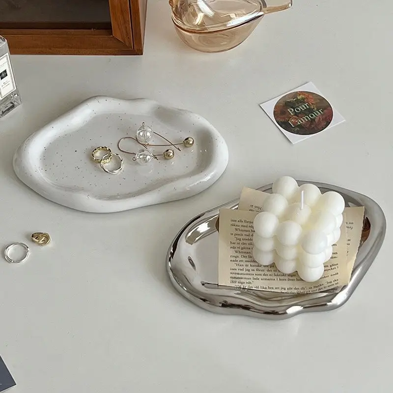Ceramic Decorative Plate, Unique Cloud Design Aesthetic Elegant Jewelry Storage Tray, Perfect Home Decor & Christmas/new Year Gift for Him Her