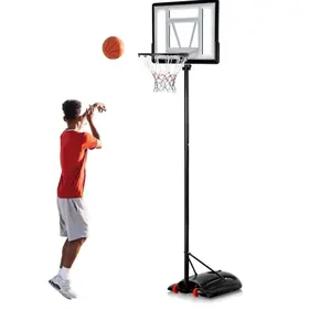 7.2-9.2ft Basketball Hoop System Height Adjustable PVC Backboard for Adult Kids