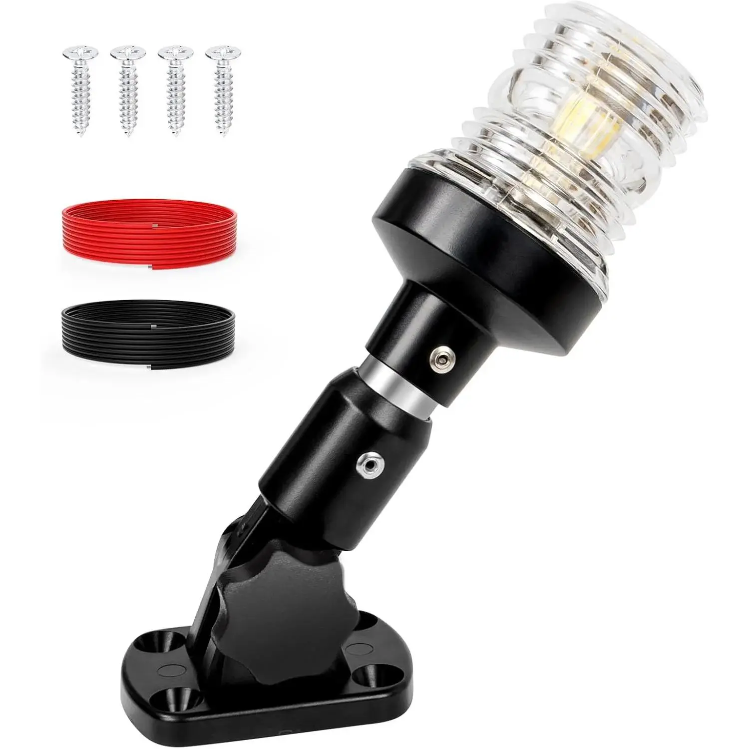 Anchor Light Stern Light for Boats LED, Boat Navigation Lights 3 Nautical Mile Visibility, Waterproof IP67 White Fold Down Pontoon Boat Lights for Marine, Jon Boat, Small Boat (12~24V, 6”), Bass Boat