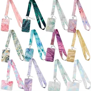 Marble Pattern Lanyard & Card Set, 1 Card and 1 Lanyard, Perfect for Keys, ID Badges, Access Cards and Phone Accessories, Personalized Lanyard