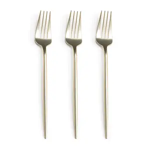 Shiny Gold Moderno Disposable Plastic Dessert Forks