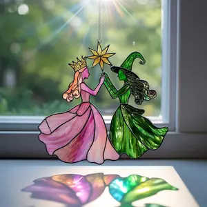 Elphaba and Glinda Suncatcher, Wicked Musical Decor, Stained Glass Witch Art, Wizard of Oz Gift, Fantasy Window Decoration