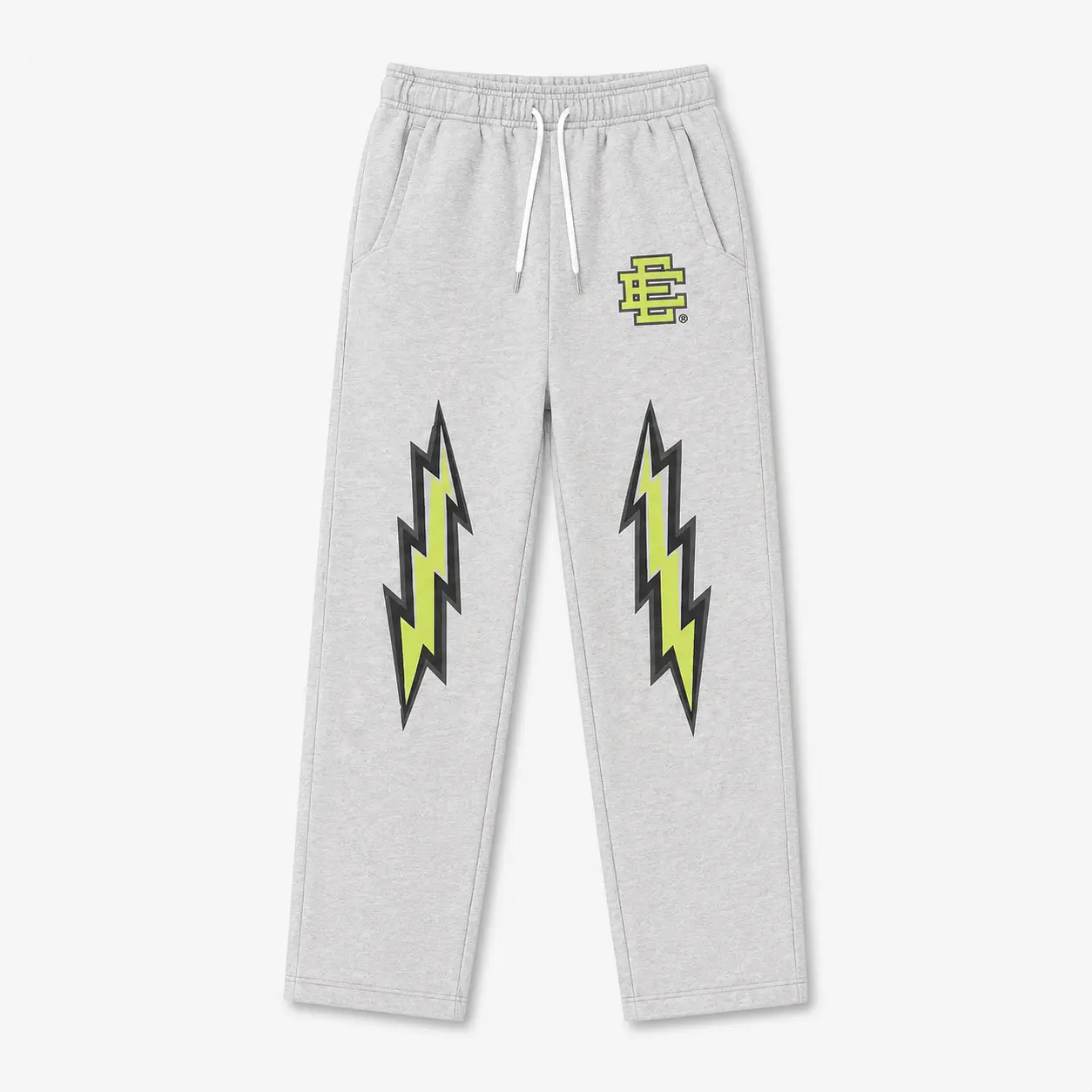 Eric Emanuel Men’s Lightning Graphic Sweatpants, Relaxed Straight Leg Streetwear Pants, Athletic Lounge Joggers with Elastic Waist