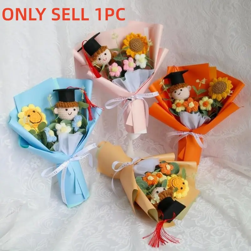 Sunflower Bouquet with Graduation Teddy Bear – Cartoon Floral Arrangement for Ceremony & Photo Prop, Commencement Gift for Little Graduates, Cheerful Classroom Decor Dorm Decor / Room Aesthetic / Graduation Gift