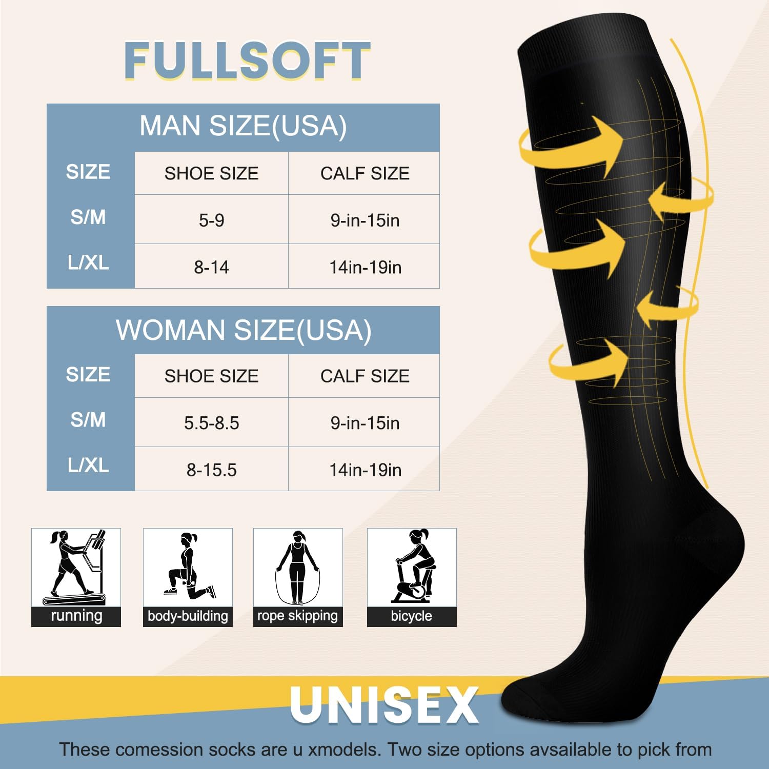 Tinylemon 6 Packs thigh high socks for Women and Men Knee High Socks - Lightweight Fabric, Comfortable Design for Athletic Activities Womenswear 01 Activewear Work Out