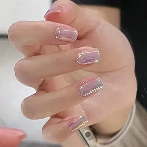 Upgrade Your Nail Style, Nail Art Design, 24pcs Light Chrome Press-On Nails, Medium Square Reusable Acrylic Fake Nails for Women & Girls