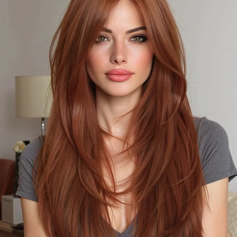 24 Inch Synthetic Hair Wig Long Straight Full Headset Fashionable High Temperature Fiber Natural Style for Daily Wear and Holidays Straight Layered Straight Wigs