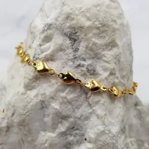Gold Plated Dainty Heart Chain Bracelet
