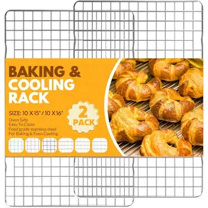 Home Furnishings2 PCS Cooling Racks For Cooking And Baking, 15X10 Inches Stainless Steel Cooling Rack, Sheet Pan With Wire Rack For Baking Sheet, Bacon Rack Oven Safe Fits Jelly Roll Sheet Pan