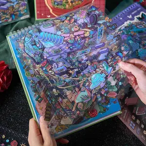 20 Sheets Pet Material Sticker Book, Rose Town Series Fantasy Theme Decorative Stickers, Perfect for Scrapbooking & Crafting Projects, Art Stickers