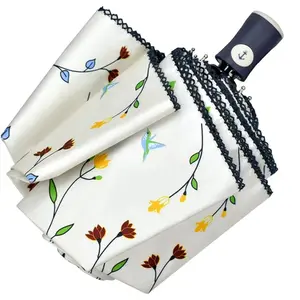 Butterfly Flower Sunshade Compact folding travel umbrella with automatic opening and closing, windproof, rainproof, 99.9% UV protection with black anti-UV coating