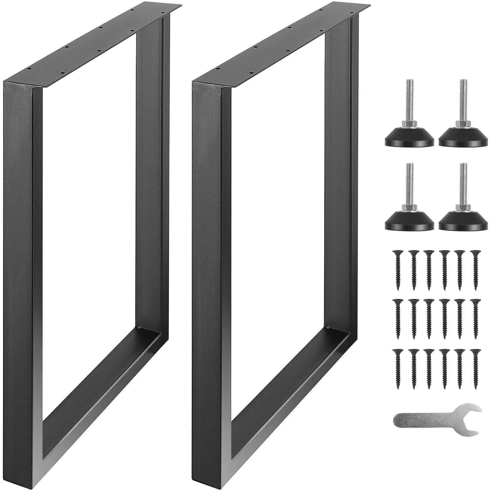 【FathersDayGift】VEVOR 28 Inch Adjustable Furniture Legs,  Square Reinforced Steel Office Table legs Set of 2 for DIY, Max Load 1000 lbs Heavy Duty Desk Legs, Quick Instalation & Rich Accessories Legs Black