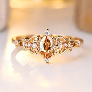 1pc Yellow Oval Champagne CZ Ring For Women, Elegant Engagement/Wedding Rings, Gift for Valentine's Day, International Women's Day, Mother's Day