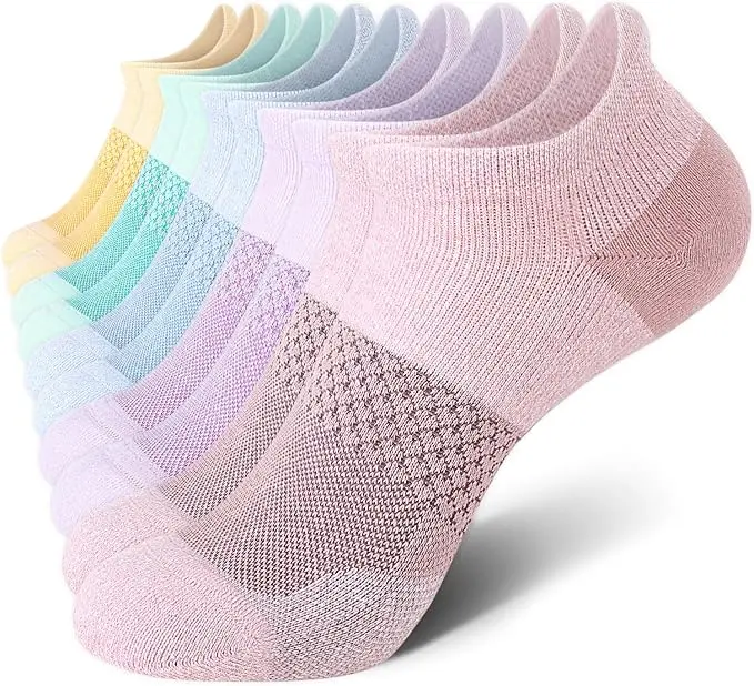 CS Non-Slip Ankle Socks 5 Pairs with Heel Tab for Women Daily Home Work