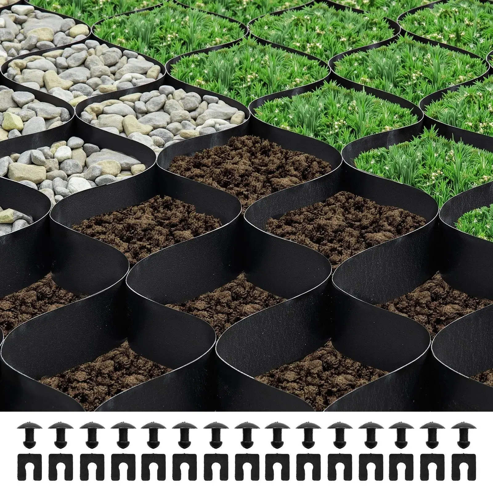 【BackToSchool】VEVOR Honeycomb Cuttable Permeable Mesh Geo Grid, 2 in Depth, 26.87x3.94 FT/8200x1200 mm, 1880 LBS/Sq Ft Grass Retainer, Recyclable HDPE Outdoor Driveway Stabilizer (1885 LBS/Sq Inch), Erosion Prevention, Custom Sizes, for Walkway, Latera