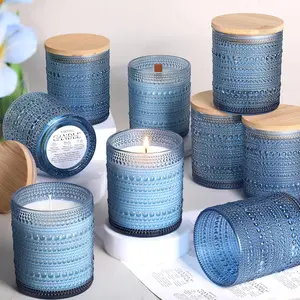 12 Pack Blue Candle Jars for Making Candles- 8 OZ Empty Glass Candle Making Jars with  Lids and Labels, Candle Making Supplies Candle Containers for DIY Gifts