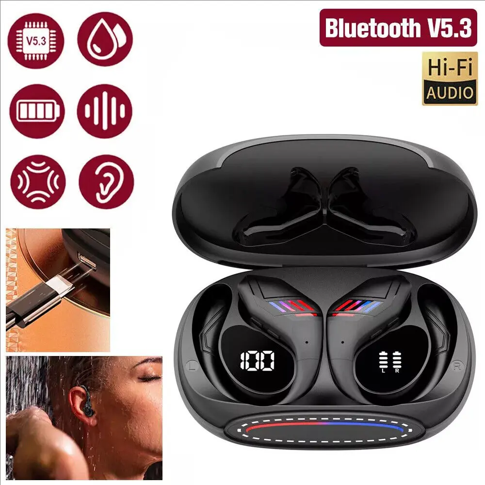 R400 Bluetooth 5.3 Headset TWS Wireless Earphones Earbuds Stereo Headphones Ear Hook