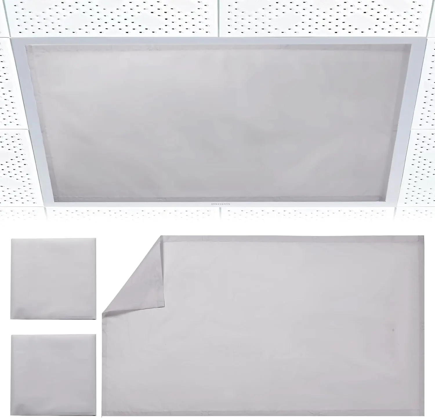 2 count Fluorescent Light Covers - Light Covers for Ceiling Lights Classroom,  Light Filters for Office, Hospitals,  4 x 2  (light grey)
