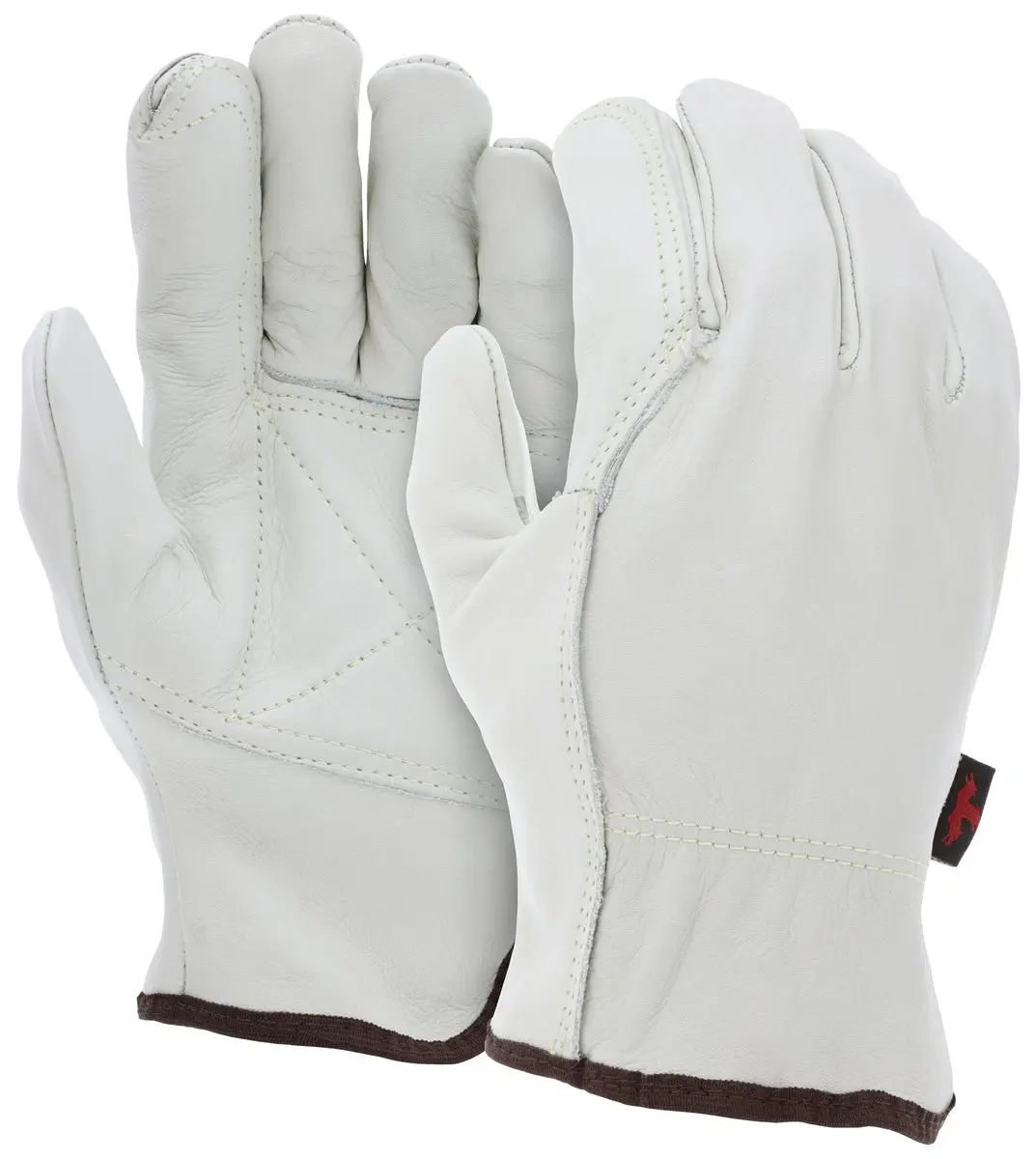MCR Safety 32113DP Select Grade Cowhide Work & Driver Gloves - Cotton Hemmed, Double Palm, Wing Thumb