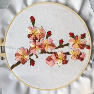 Flower embroidery pattern handmade DIY embroidery kit with thread