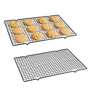 Cooling Rack for Baking 2-Pack, 10" x 15" Grid Wire Rack, Baking Racks for Oven Cooking, Baking, Grilling, Roasting, Black