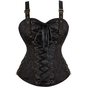 Women's Corset Tops Pirate Steampunk Gothic and Renaissance inspired Vintage Design With Shoulder Straps and Zipper Closure Plus Size Suitable for Halloween and Themed Events