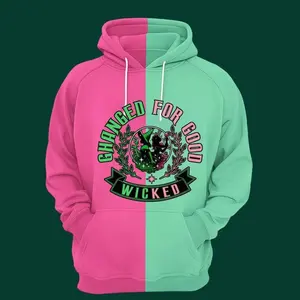 Changed For Good Wicked 3D Hoodie, Elphaba & Glinda Musical Fan Print, Cosplay Fashion Gift, Trendy Broadway Theatre Apparel Unisex