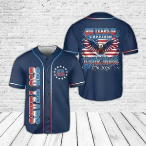 Patriotic 250 Years Baseball Jersey, America 250th Anniversary Jersey, Bald Eagle US Flag, 1776-2026 Celebration Gift, 4th Of July Jersey - Multiple Colors Available