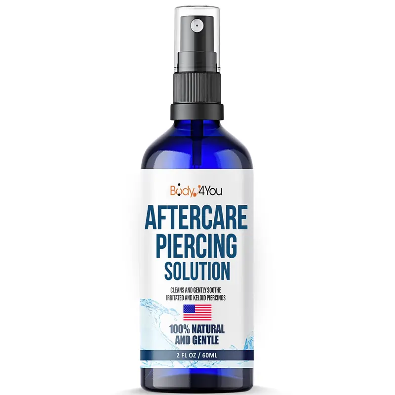 Natural Piercing Aftercare Spray Ear & Nose | Pure Saline Solution | Piercing Bump Treatment | Earring Keloid Removal, 2oz Oral Nozzle