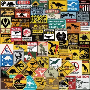 Jurassic World Signs Sticker, 60pcs/set Minimalist Decorative Sticker, DIY Decals for Water Bottle, Laptop, Phone Case, Scrapbooking, Journal Making, Cover