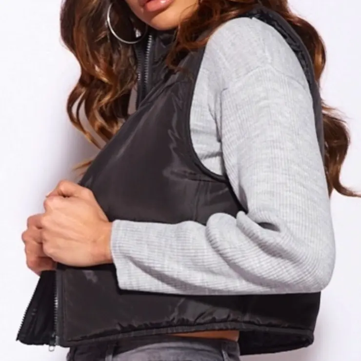 Black Cropped Puffer Vest
