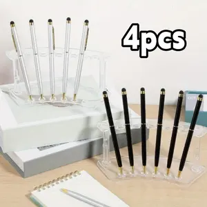 4pcs Clear Acrylic Pen Holder, Durable Lightweight 6 Slots Pen Display Stand, Portable Rack Organizer, for Beadable Pens, Souvenir，Office School Supplies