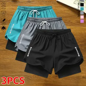 Set of 3 women’s casual athletic shorts featuring striped prints, built-in lining, drawstring, and elastic waistband — suitable for workouts, running, and everyday wear; lightweight summer shorts, women’s clothing, summer womenswear, summer apparel,summer