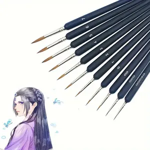 Professional Detail Brush Set for Painting, Durable Mini Brushes with Wooden Handles, Ideal for Watercolor, Oil, and Acrylic Art Supplies
