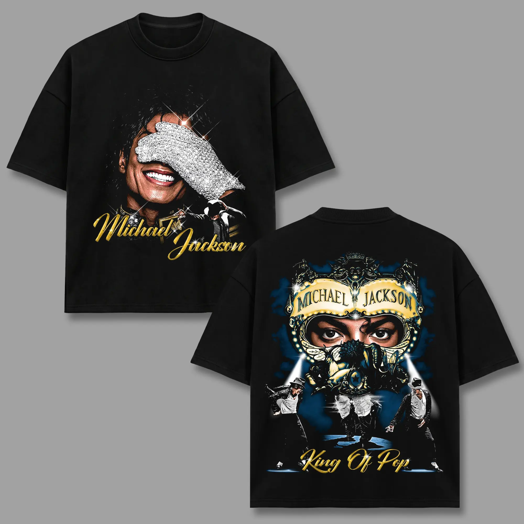 Michael Jackson T-Shirt, Pop Music Legend Tee, King Of Pop Merch, Glitter Glove Dangerous Mask Back Print Apparel, Pop Retro 90s Bootleg Concert Wear, Music Fan Heritage Gift, Men Women Heavyweight Oversized Black Clothing