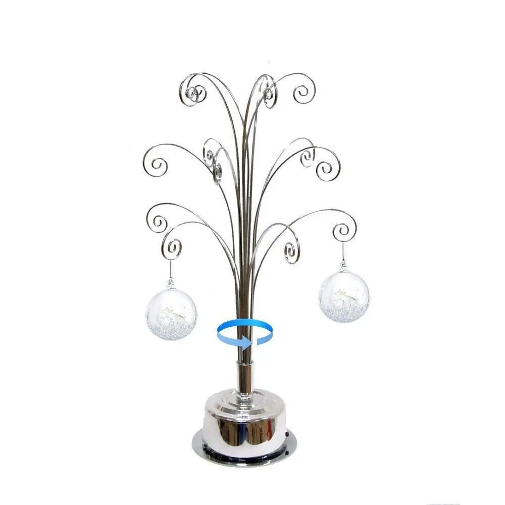 HOHIYA Ornament Display Stand Tree Metal Christmas Rotating 16.75inch Silver