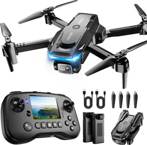 Folding Remote Control Drone with Camera & Controller Screen for Beginners, Quadcopter with Gesture Control, 3D Flip, 1-Key Start, Emergency Stop, 2 Batteries, User-Friendly